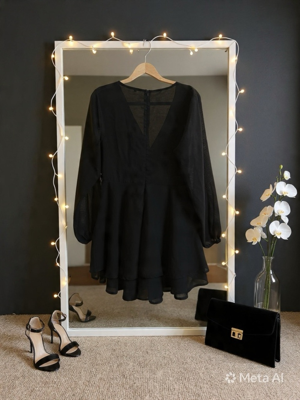 Elegant Black Wrap-Style Formal Dress - Picture 2 of 2